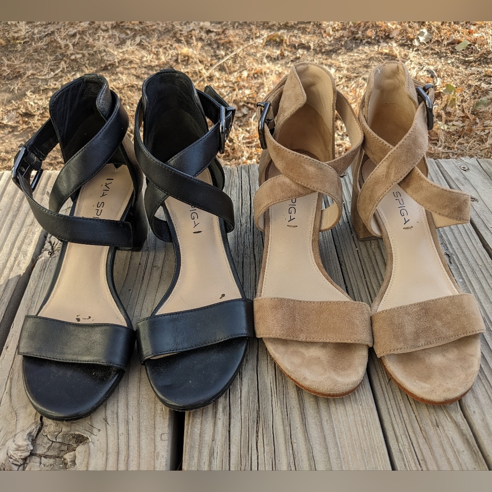 Via Spiga Crisscross Strap Block Heel Sandal